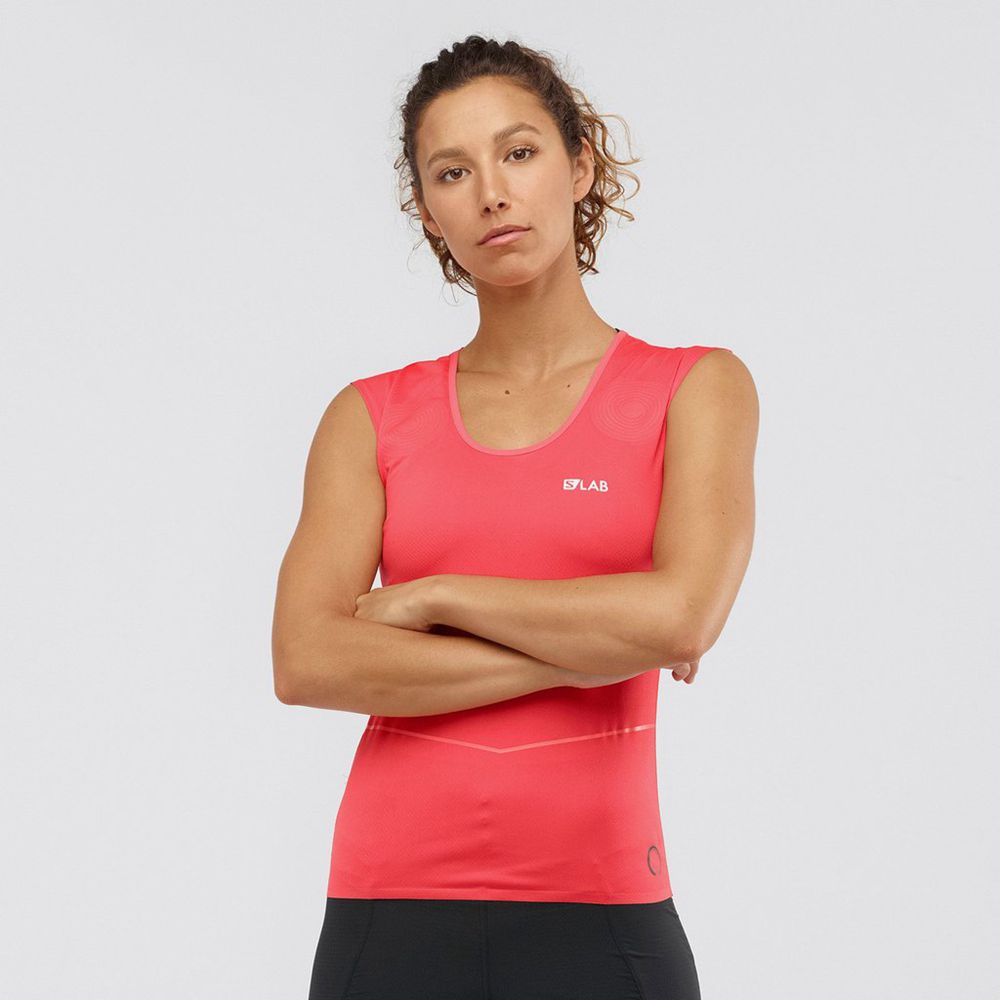 Salomon Israel S/LAB NSO SL - Womens Tank - Orangered (XHTK-32897)